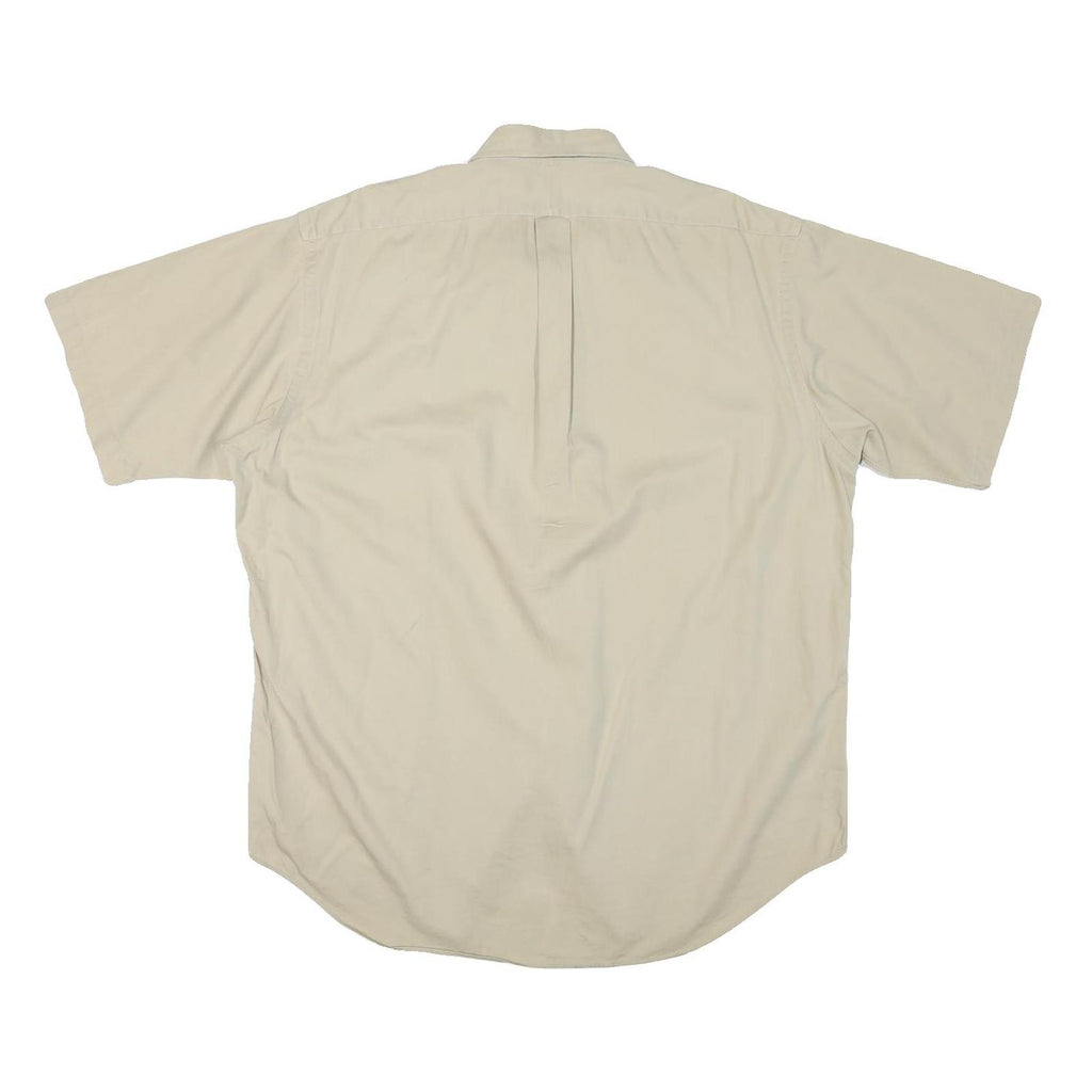 RALPH LAUREN Mens Beige Cotton Blend Casual Shirt L Embroidered Logo