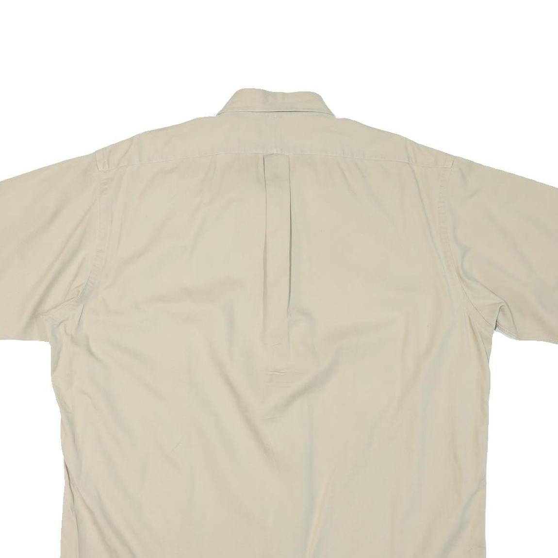 RALPH LAUREN Mens Beige Cotton Blend Casual Shirt L Embroidered Logo