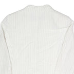 ZARA Womens White Pinstripe Blazer Jacket S Cotton Blend Button Closure Tailored