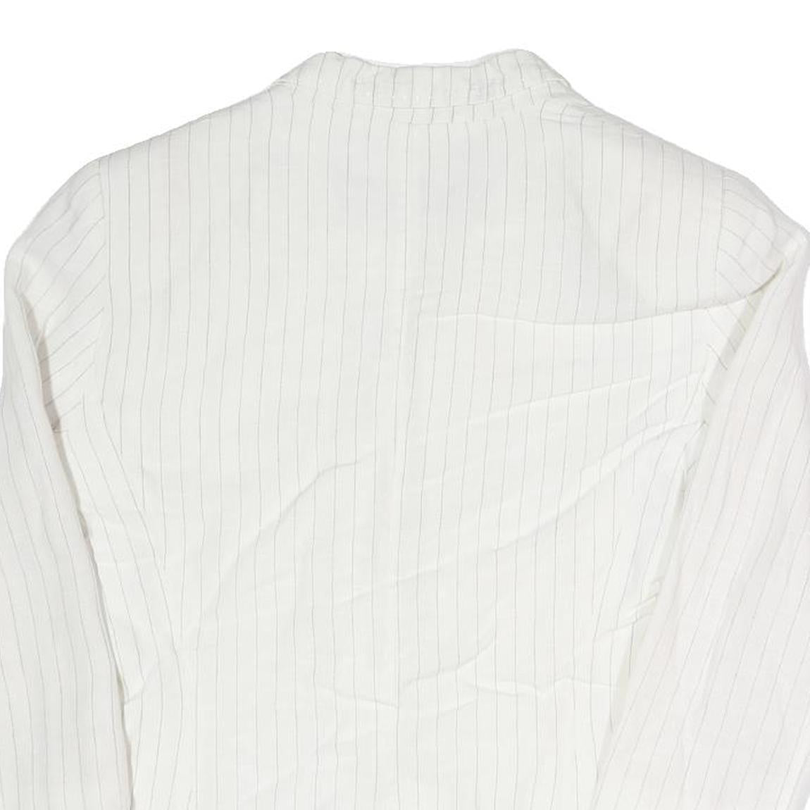 ZARA Womens White Pinstripe Blazer Jacket S Cotton Blend Button Closure Tailored
