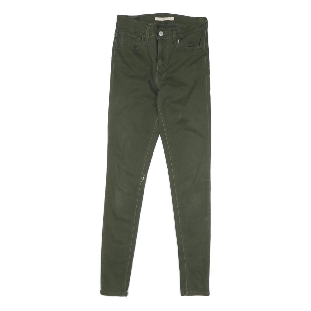 LEVI'S Womens Cotton Blend Green Regular Skinny Trousers W27 L29 Zip Closure