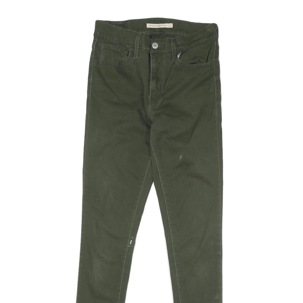 LEVI'S Womens Cotton Blend Green Regular Skinny Trousers W27 L29 Zip Closure