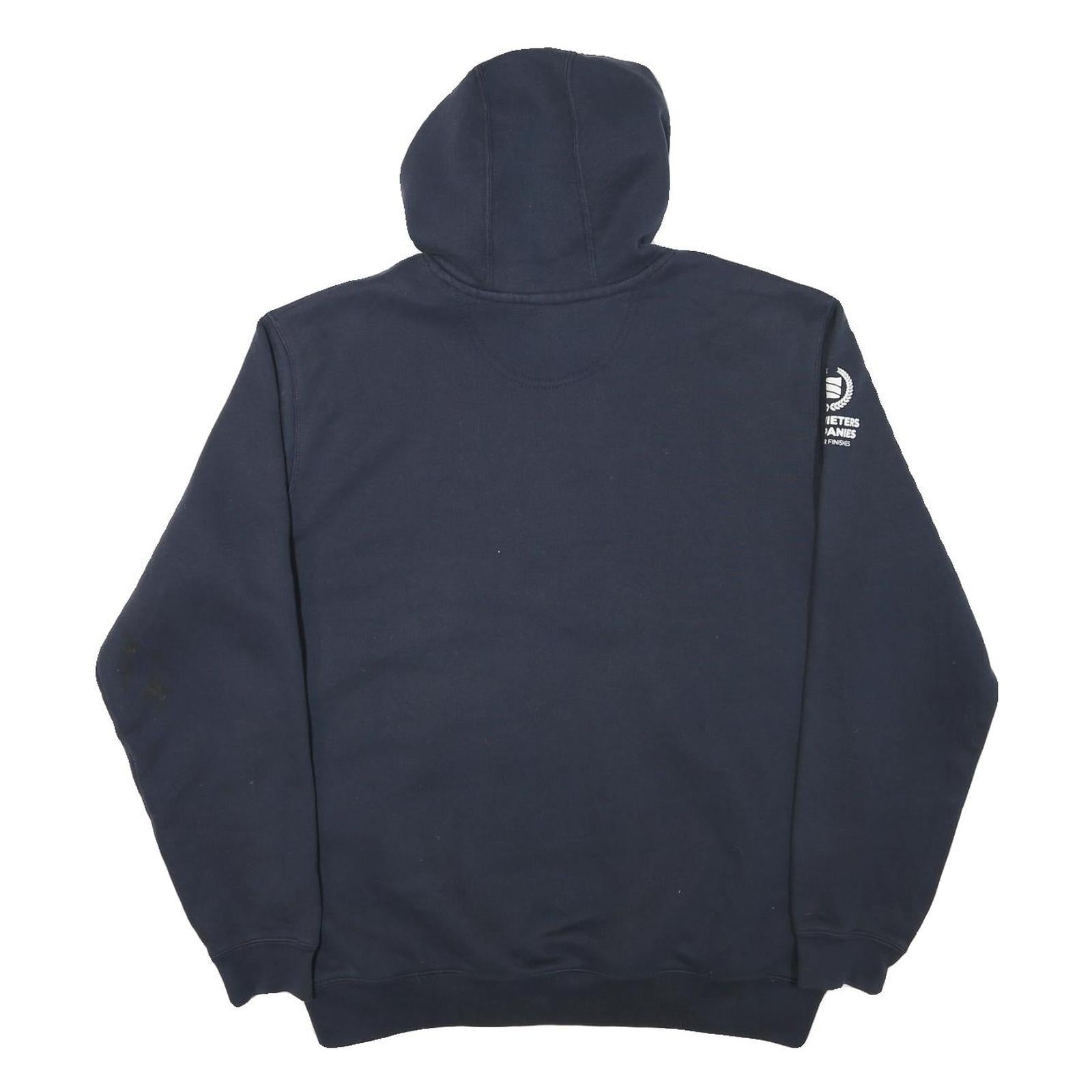 CARHARTT Mens Navy Blue Pullover Hoodie L Logo Sweatshirt Workwear