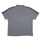 ADIDAS Mens Grey Short Sleeve Plain XL Cotton Blend Polo Shirt Sports Casual