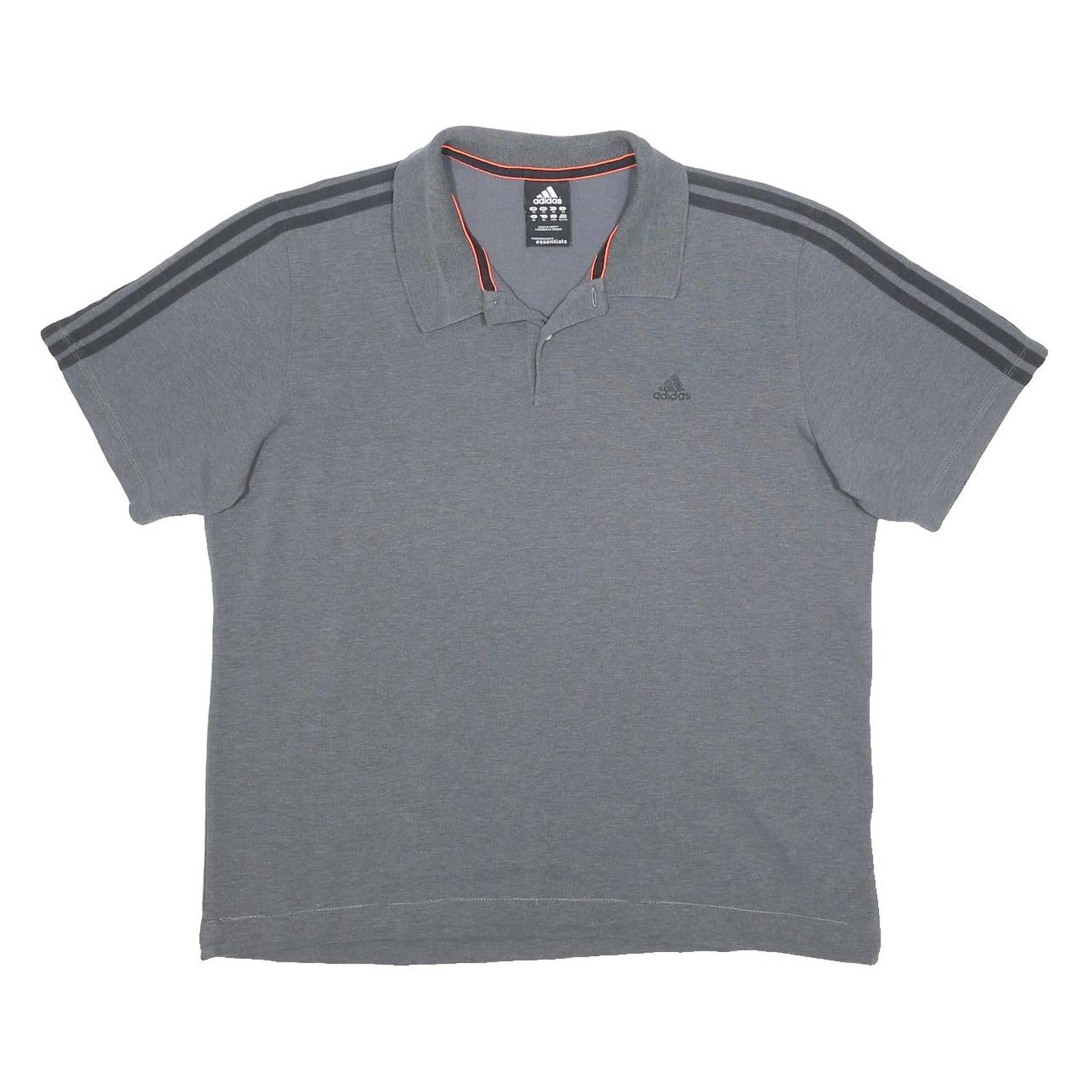ADIDAS Mens Grey Short Sleeve Plain XL Cotton Blend Polo Shirt Sports Casual