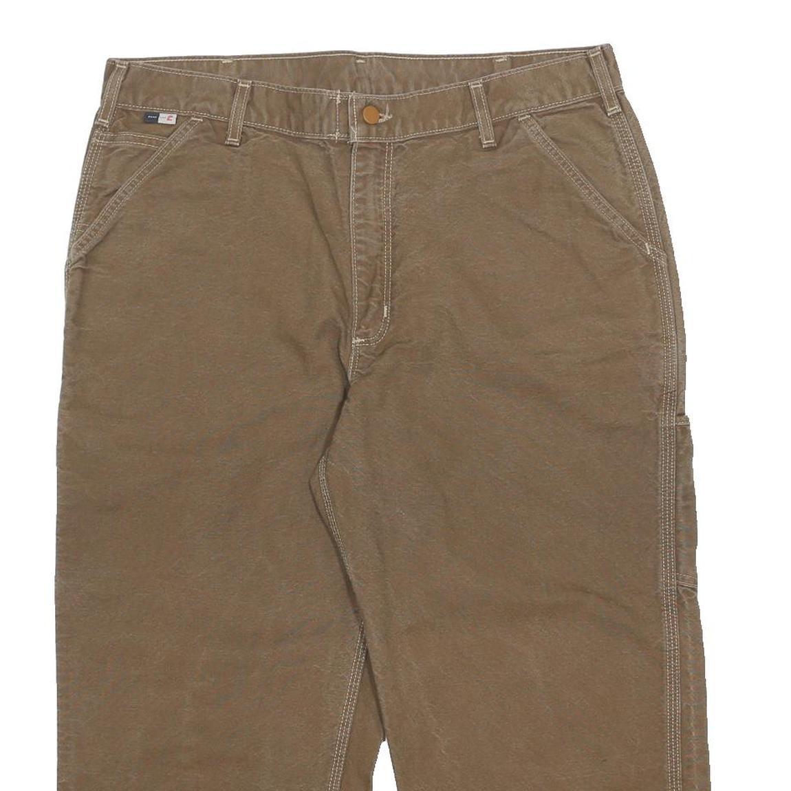 CARHARTT Mens Cotton Brown Relaxed Straight Trousers W36 L22 Workwear Utility