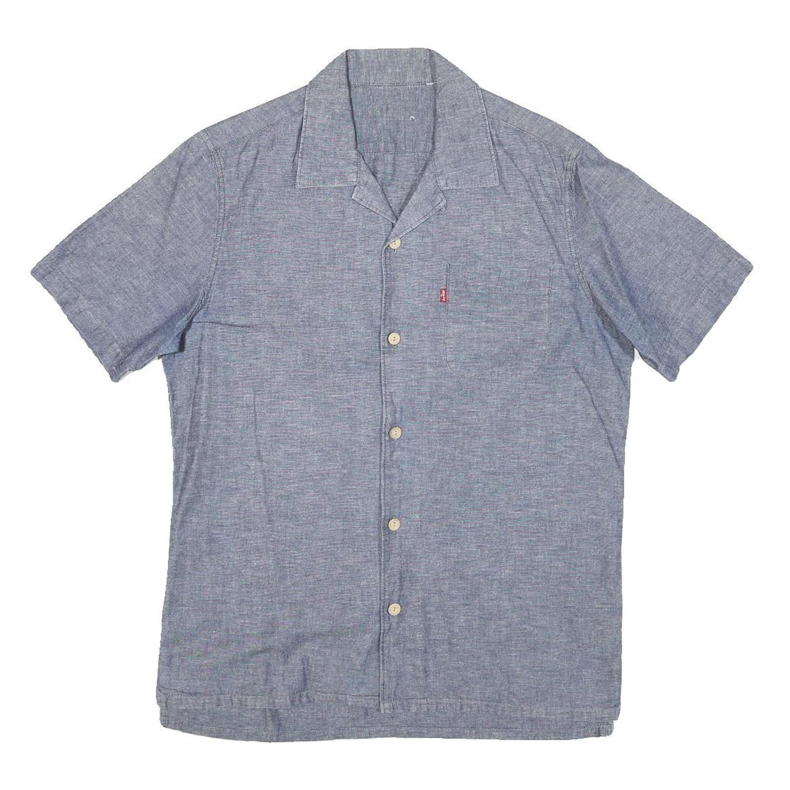 LEVI'S Mens Blue Shirt M Cotton Blend Short Sleeve Casual Summer Button Front