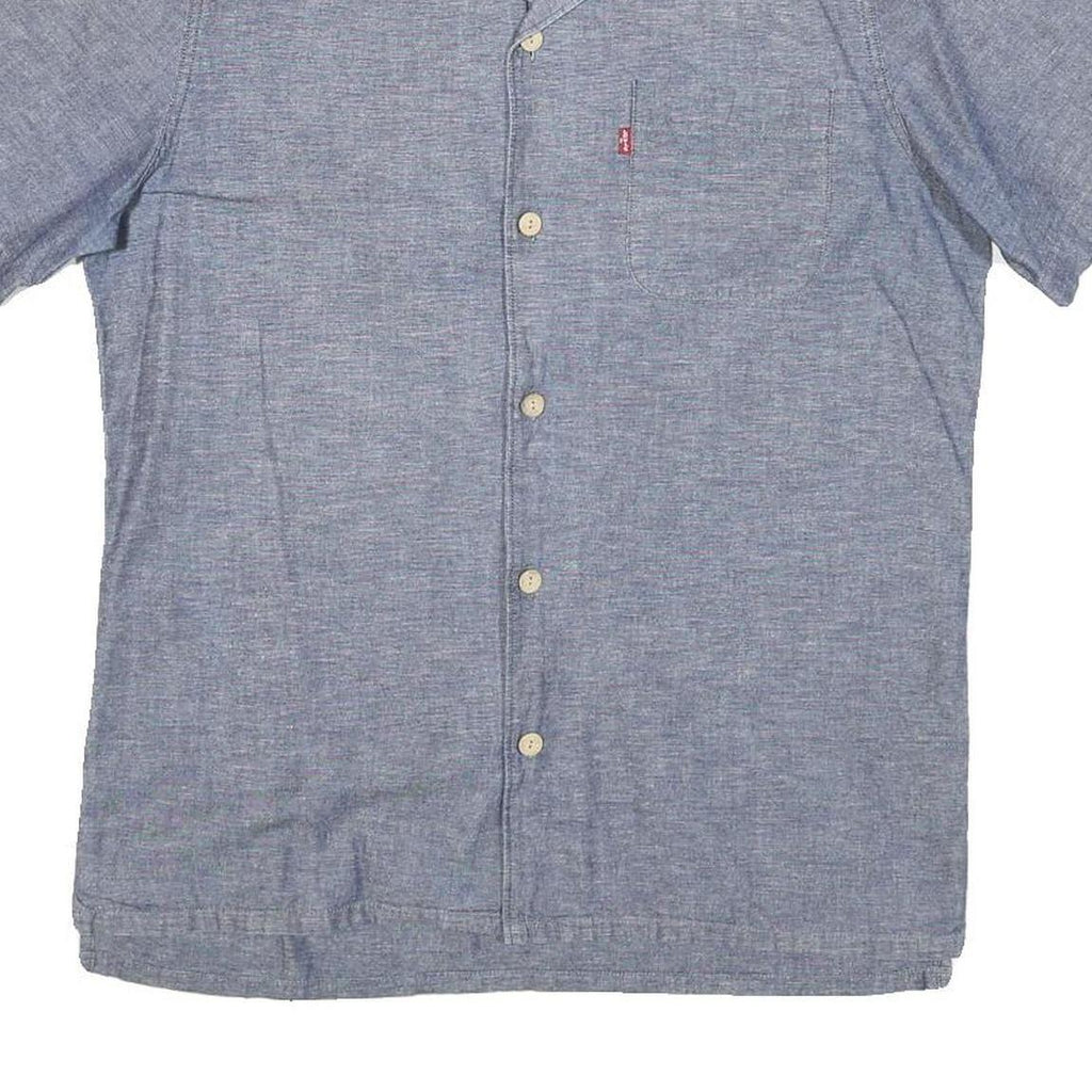LEVI'S Mens Blue Shirt M Cotton Blend Short Sleeve Casual Summer Button Front