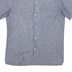 LEVI'S Mens Blue Shirt M Cotton Blend Short Sleeve Casual Summer Button Front