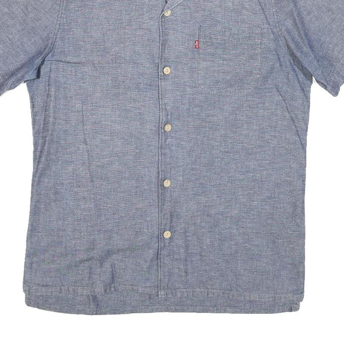 LEVI'S Mens Blue Shirt M Cotton Blend Short Sleeve Casual Summer Button Front