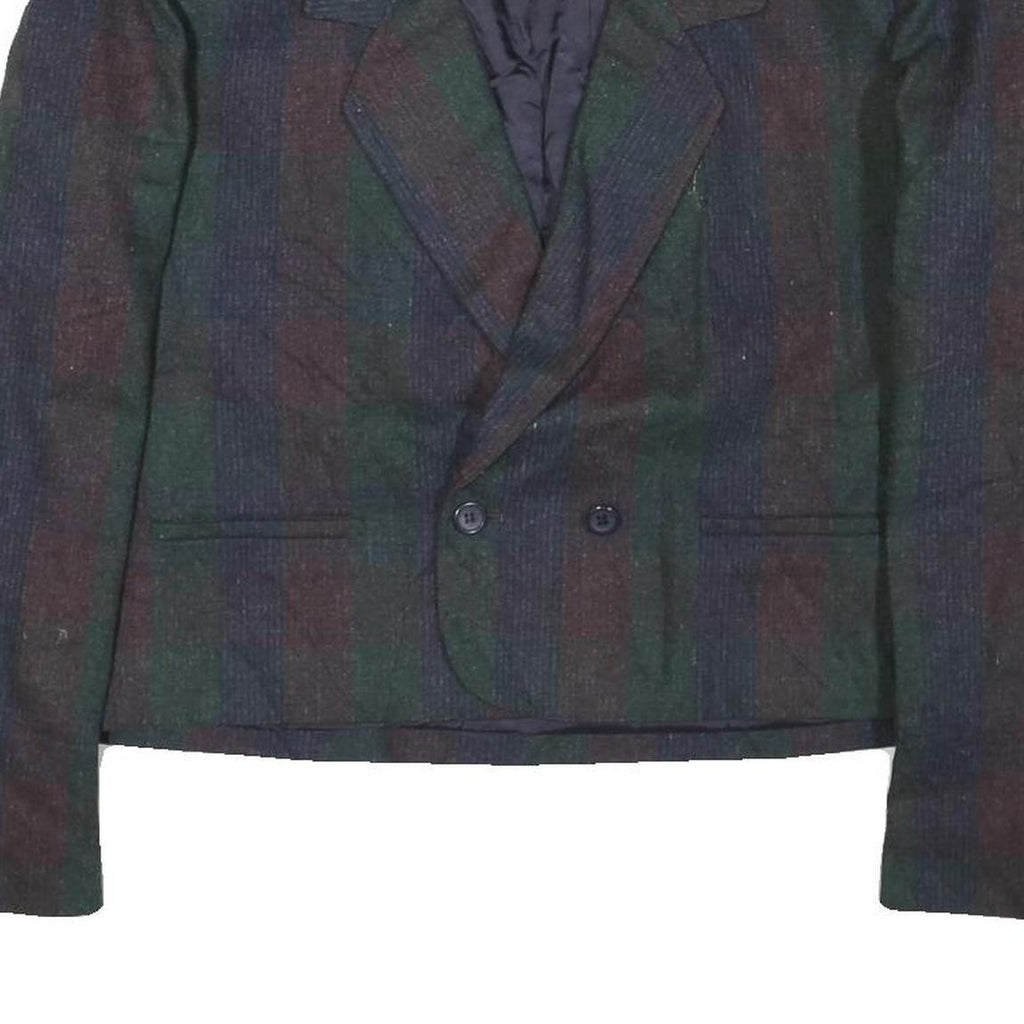 PEABODY HOUSE Mens Green & Blue Striped Wool Jacket M Woven Button Blazer