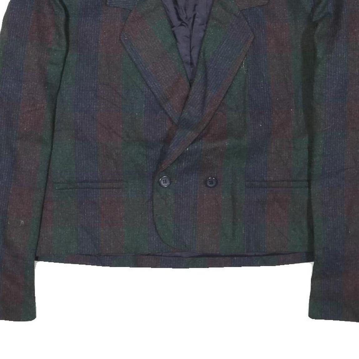 PEABODY HOUSE Mens Green & Blue Striped Wool Jacket M Woven Button Blazer