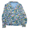 Womens Printed Shirt Blue Collared Long Sleeve Floral M