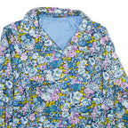 Womens Printed Shirt Blue Collared Long Sleeve Floral M
