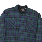 NORTHCREST Mens Blue & Green Plaid Shirt L Cotton Blend Casual Long Sleeve