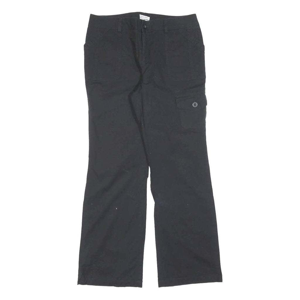 DOCKERS Womens Black Cotton Blend Regular Wide-Leg Trousers W32 L32 Casual Zip