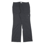 DOCKERS Womens Black Cotton Blend Regular Wide-Leg Trousers W32 L32 Casual Zip