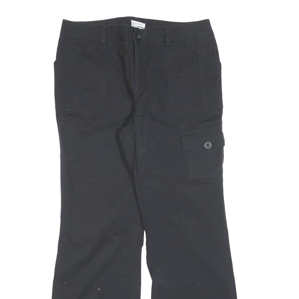 DOCKERS Womens Black Cotton Blend Regular Wide-Leg Trousers W32 L32 Casual Zip