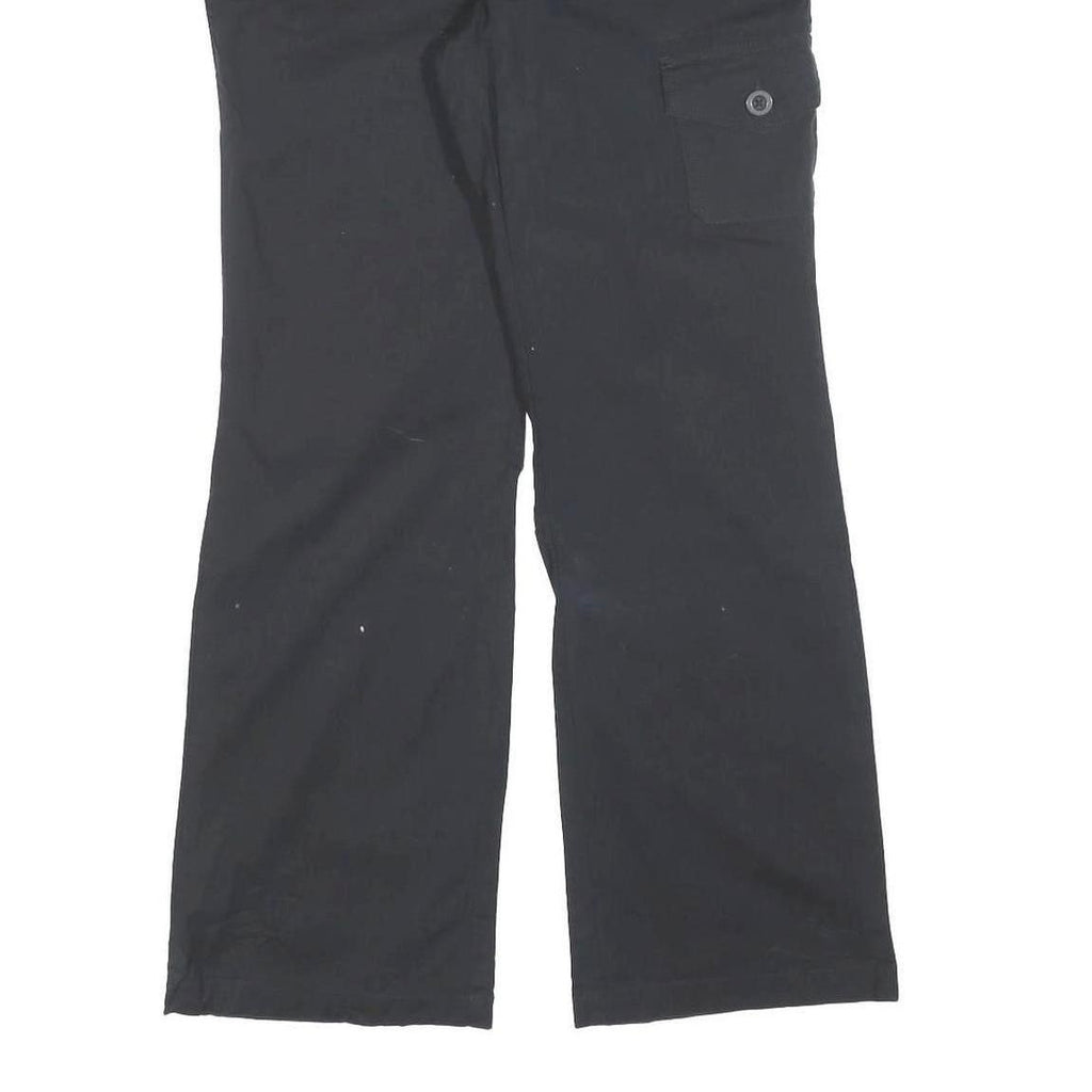 DOCKERS Womens Black Cotton Blend Regular Wide-Leg Trousers W32 L32 Casual Zip