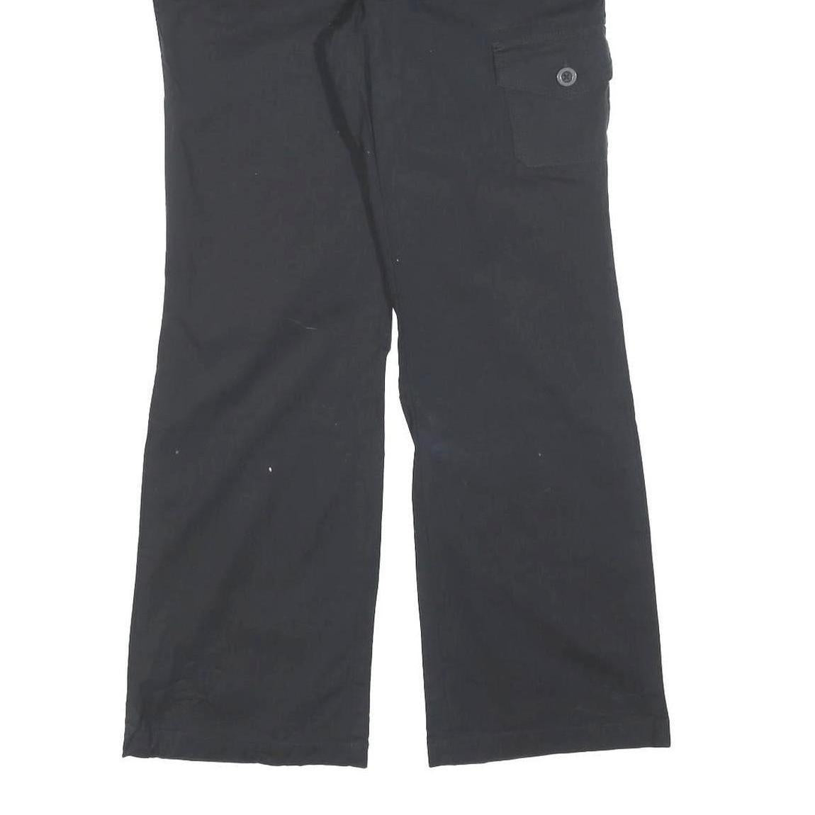 DOCKERS Womens Black Cotton Blend Regular Wide-Leg Trousers W32 L32 Casual Zip