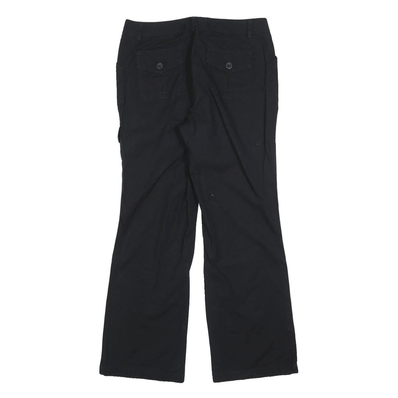 DOCKERS Womens Black Cotton Blend Regular Wide-Leg Trousers W32 L32 Casual Zip