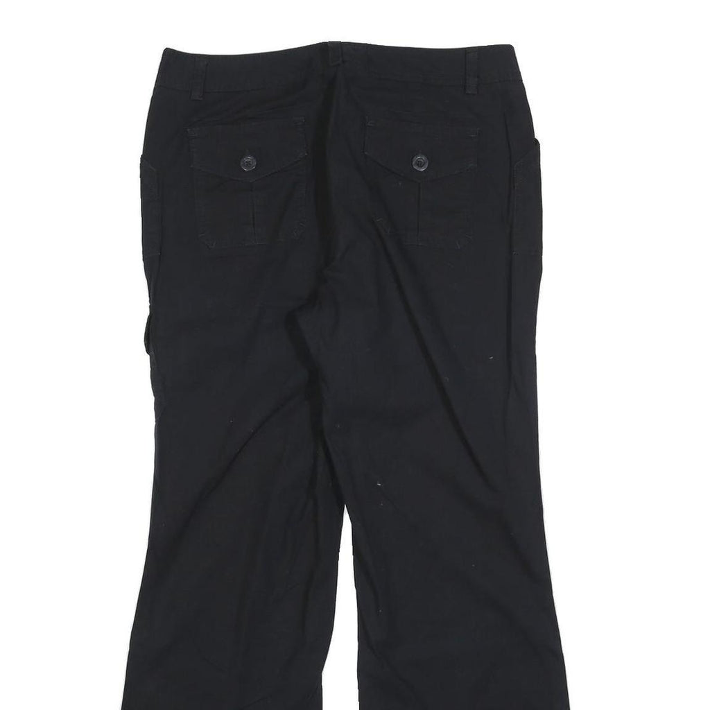 DOCKERS Womens Black Cotton Blend Regular Wide-Leg Trousers W32 L32 Casual Zip