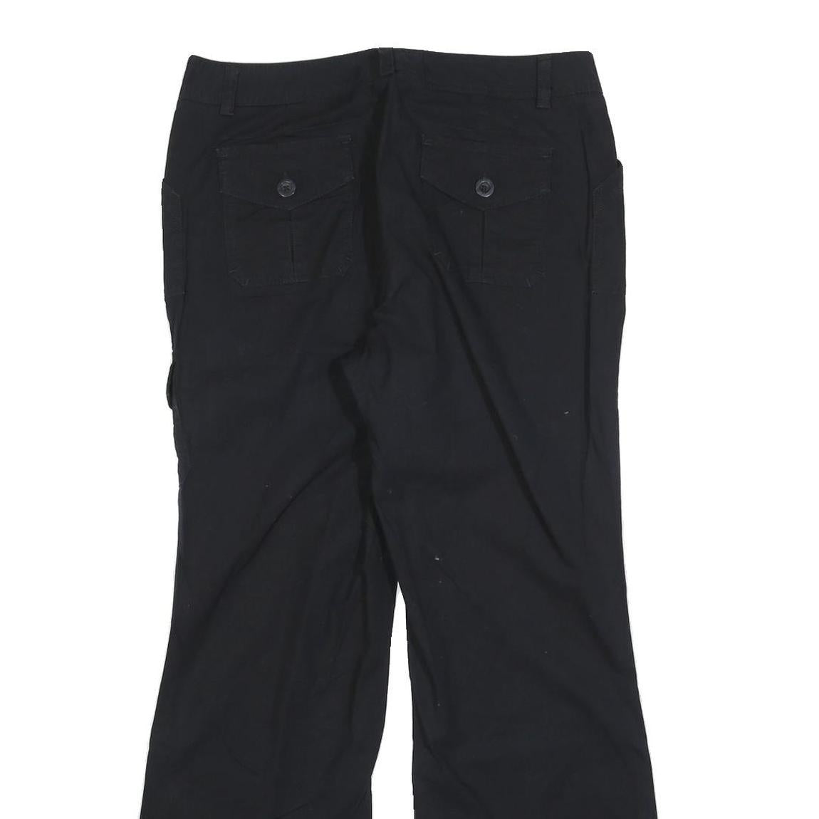 DOCKERS Womens Black Cotton Blend Regular Wide-Leg Trousers W32 L32 Casual Zip