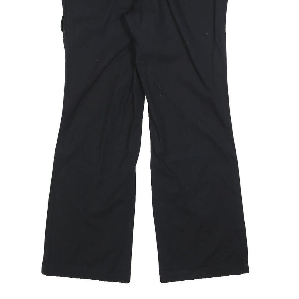 DOCKERS Womens Black Cotton Blend Regular Wide-Leg Trousers W32 L32 Casual Zip