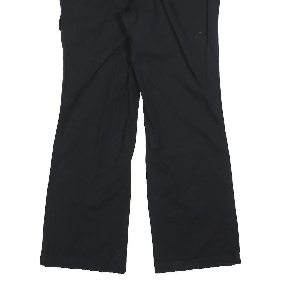 DOCKERS Womens Black Cotton Blend Regular Wide-Leg Trousers W32 L32 Casual Zip