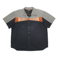 HARLEY DAVIDSON Mens Grey & Navy Blue Cotton Short Sleeve Shirt 2XL