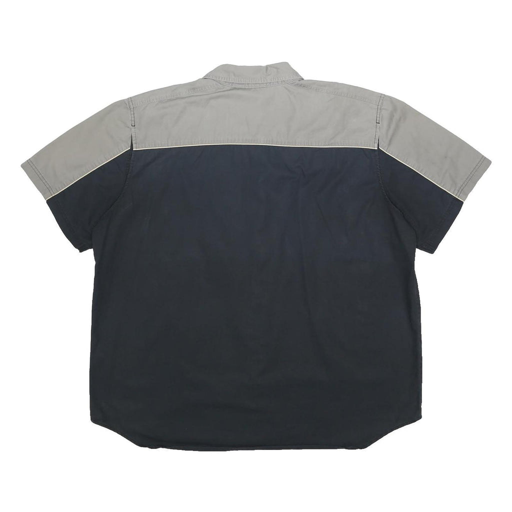 HARLEY DAVIDSON Mens Grey & Navy Blue Cotton Short Sleeve Shirt 2XL