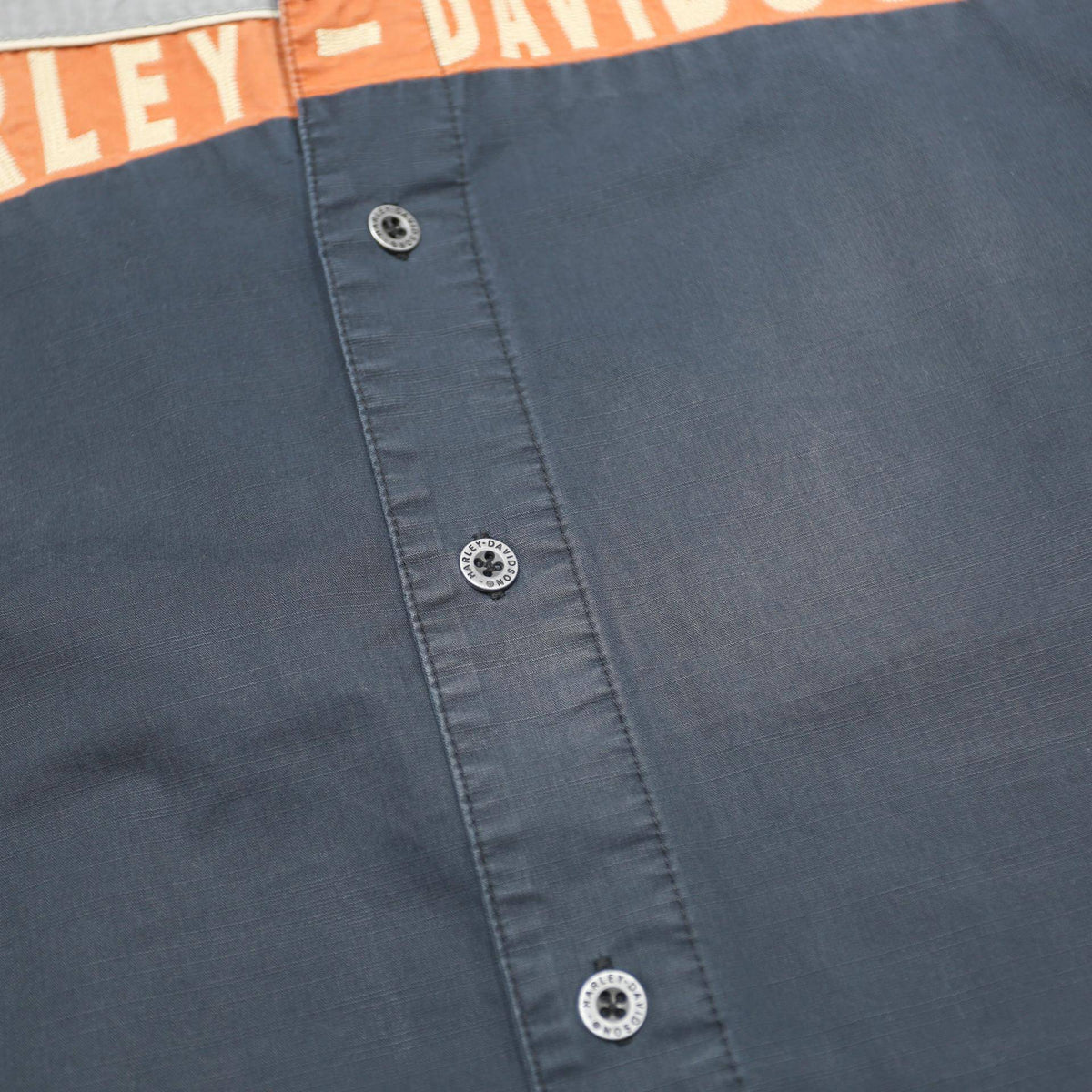 HARLEY DAVIDSON Mens Grey & Navy Blue Cotton Short Sleeve Shirt 2XL