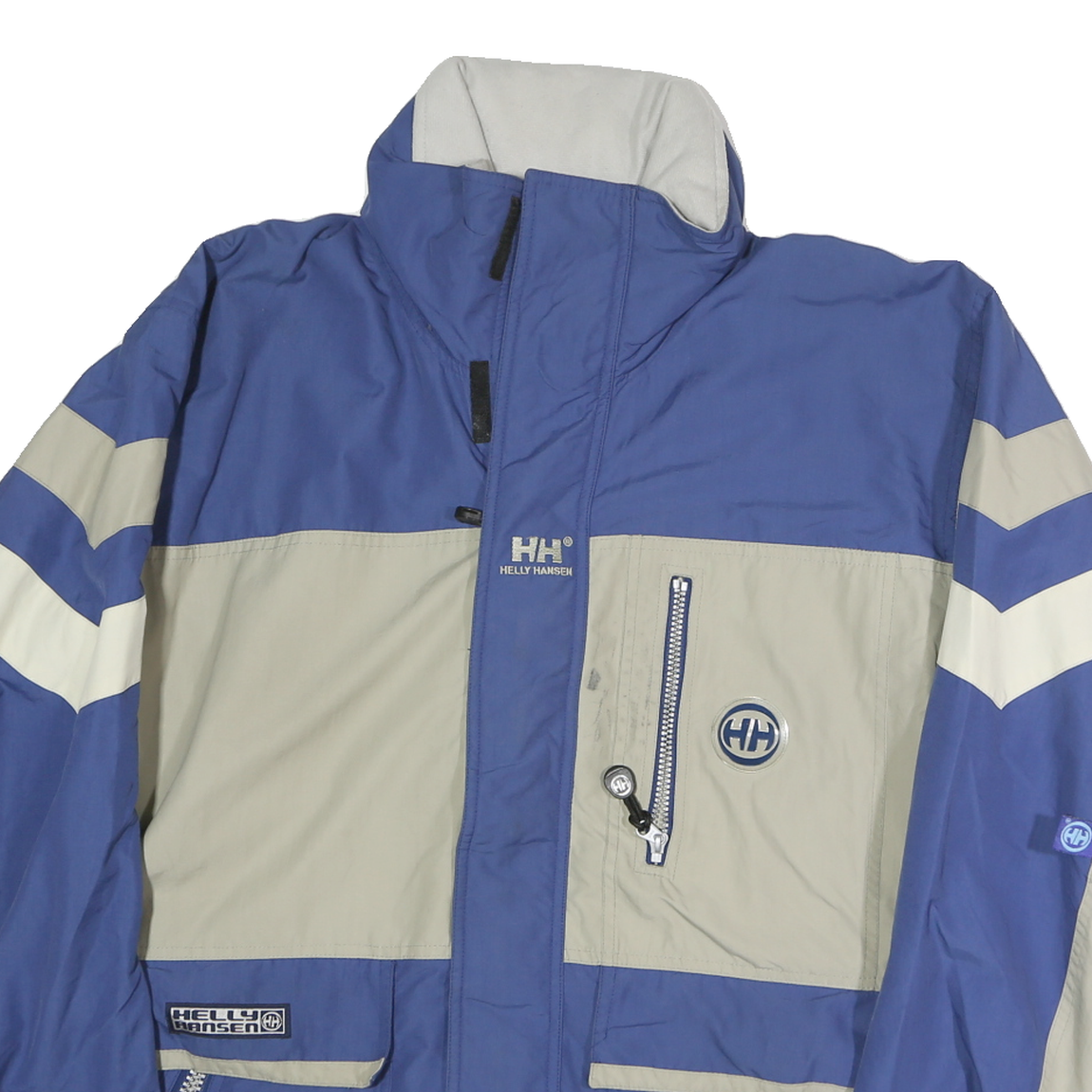 HELLY HANSEN Mens Blue & Grey Outdoor Jacket S Polyester Colourblock Zip Pockets