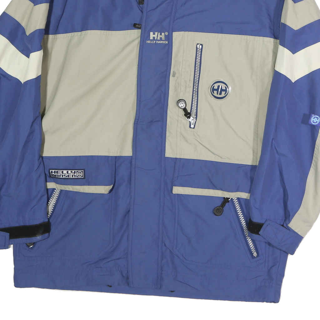 HELLY HANSEN Mens Blue & Grey Outdoor Jacket S Polyester Colourblock Zip Pockets