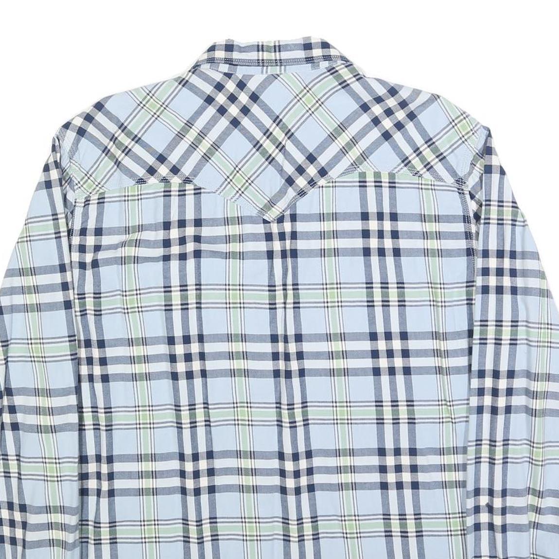 LEVI'S Mens Blue & Green Check Shirt XL Classic Cotton Blend Long Sleeve Button