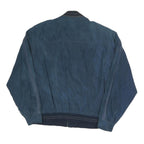 Mens Blue Button Jacket L Polyester Blend Plain Casual Style