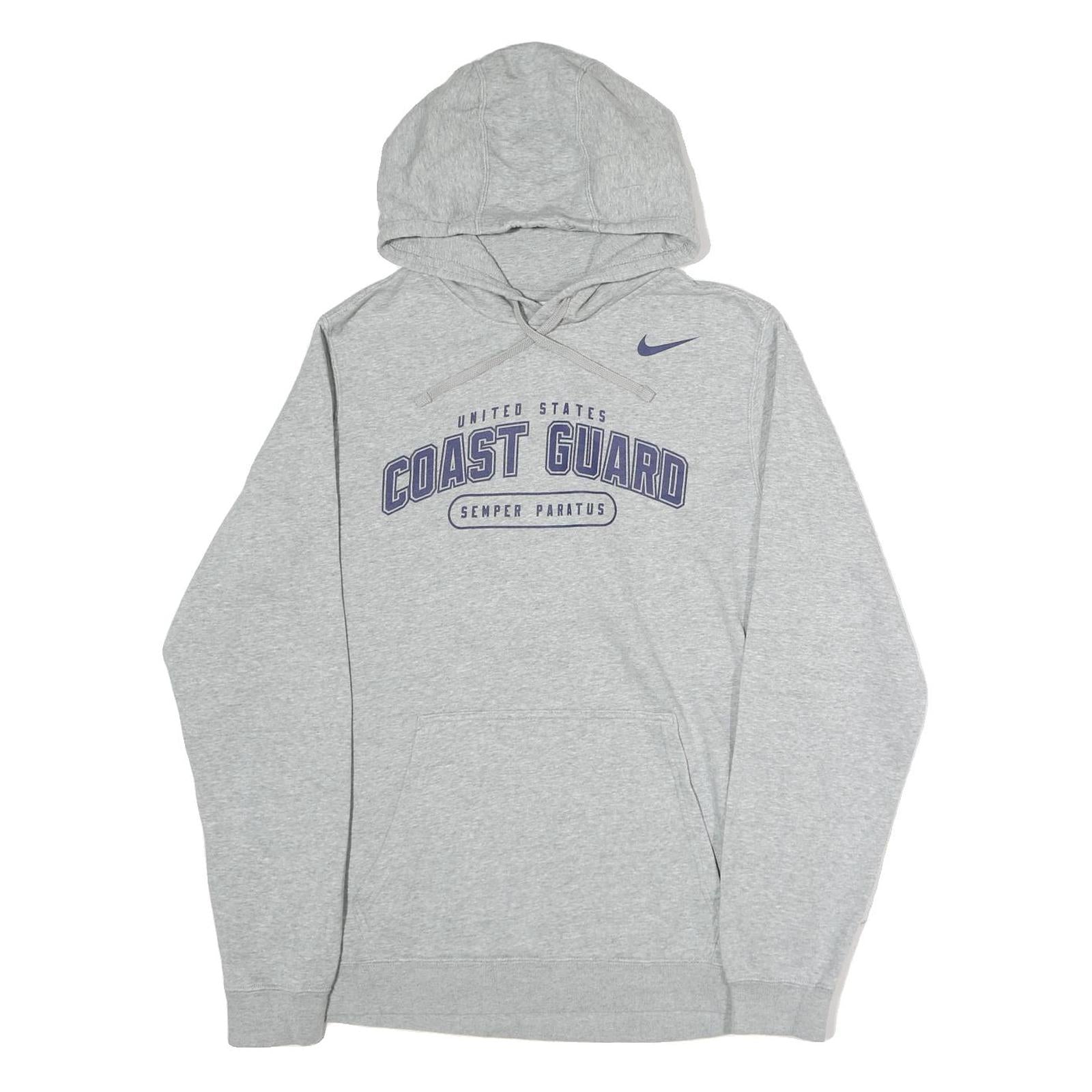 NIKE Mens Grey United States Coast Guard Pullover Hoodie M Semper Paratus Print