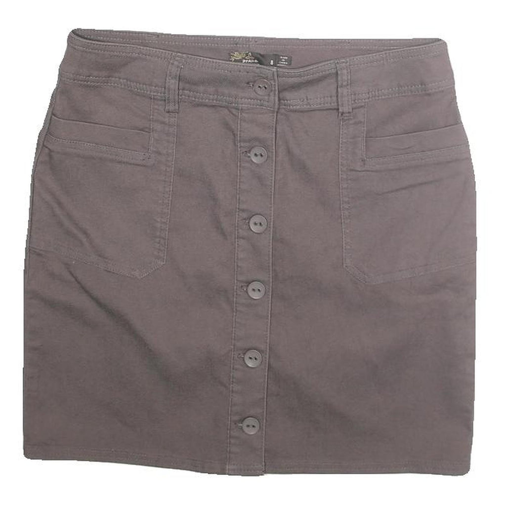 PRANA Womens Grey Cotton Button Mini Skirt Casual Pockets Size M