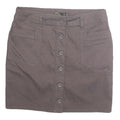 PRANA Womens Grey Cotton Button Mini Skirt Casual Pockets Size M