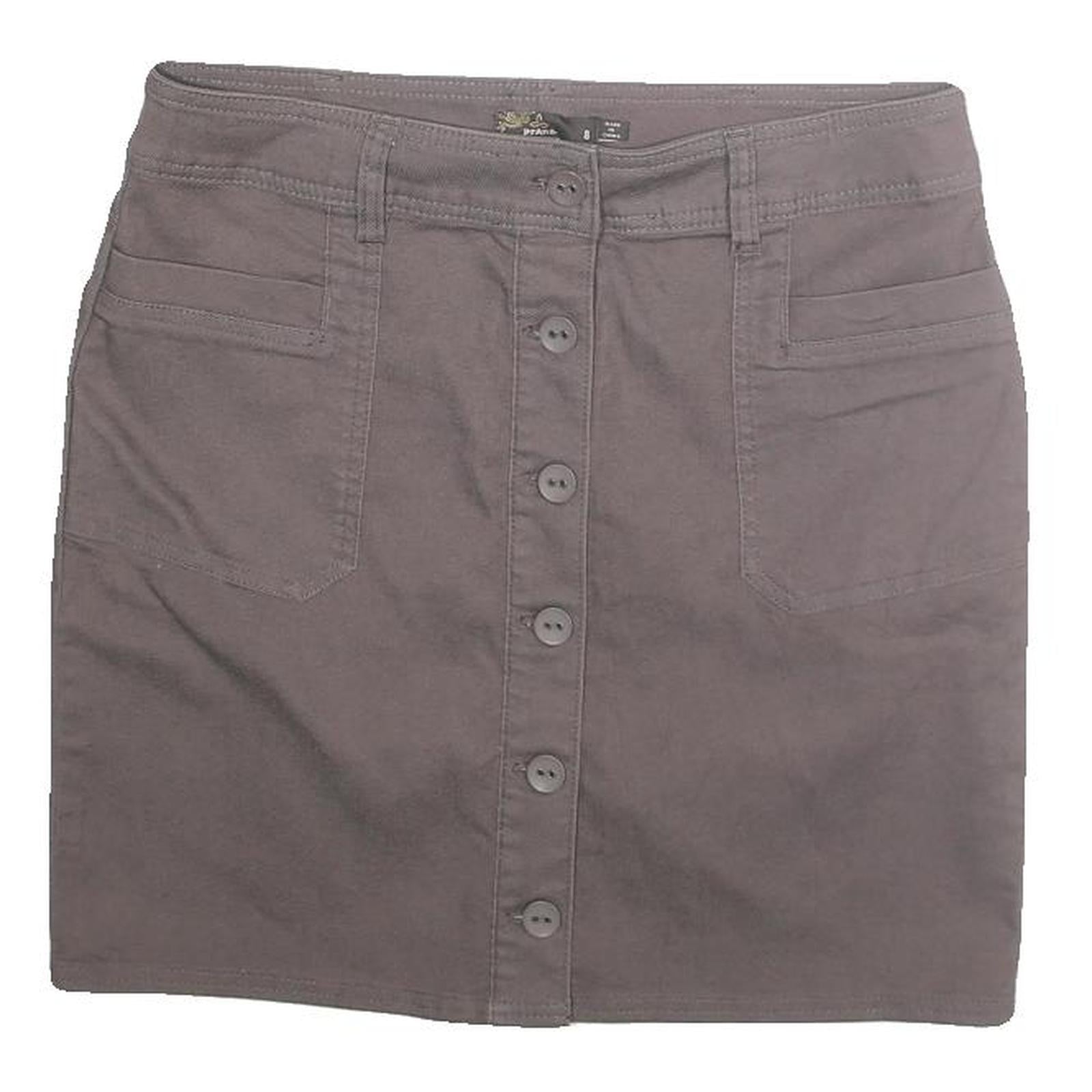 PRANA Womens Grey Cotton Button Mini Skirt Casual Pockets Size M