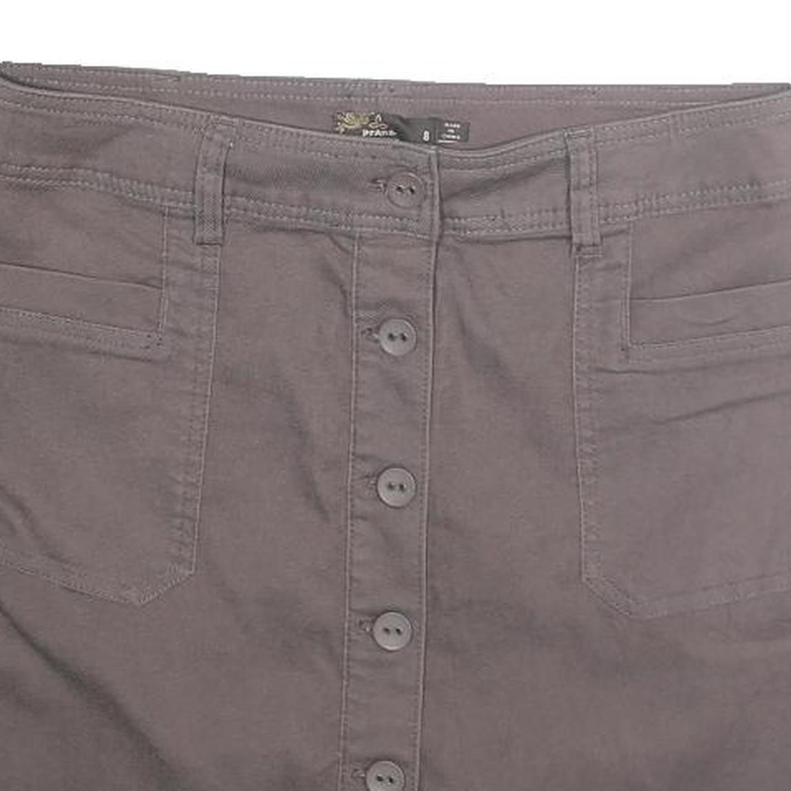 PRANA Womens Grey Cotton Button Mini Skirt Casual Pockets Size M