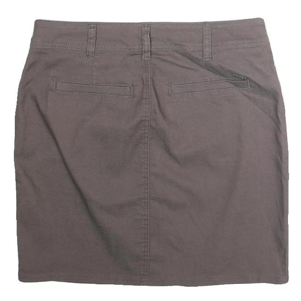 PRANA Womens Grey Cotton Button Mini Skirt Casual Pockets Size M