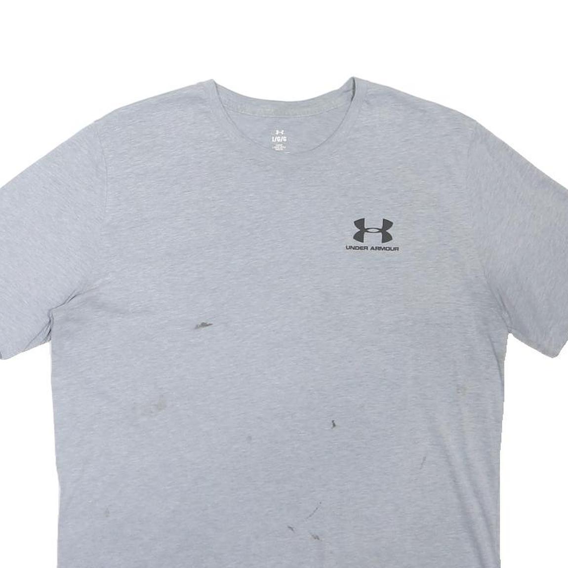 UNDER ARMOUR Mens Grey L Short Sleeve Crew Neck Logo Print T-Shirt