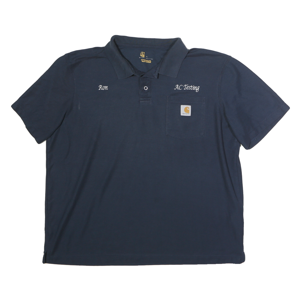 CARHARTT Mens Navy Blue Cotton Short Sleeve Polo Shirt XL Workwear Pocket