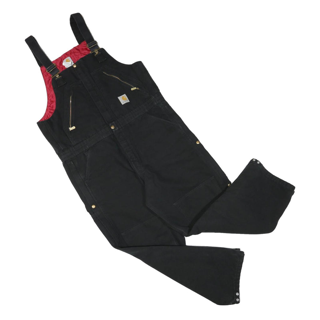 CARHARTT Mens Black Straight Fit Canvas Cotton Blend Dungarees XL W40 L29