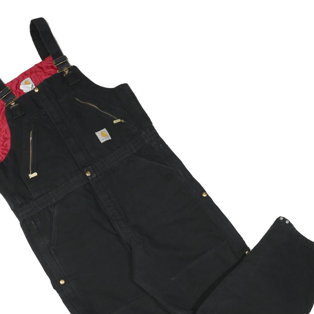 CARHARTT Mens Black Straight Fit Canvas Cotton Blend Dungarees XL W40 L29