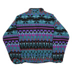 COLUMBIA Womens Blue & Purple Patterned Pullover Jumper Geometric Crew Neck
