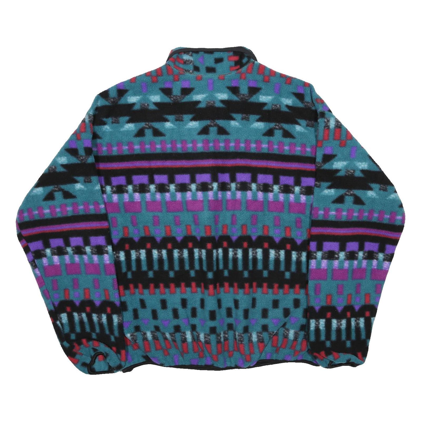 COLUMBIA Womens Blue & Purple Patterned Pullover Jumper Geometric Crew Neck