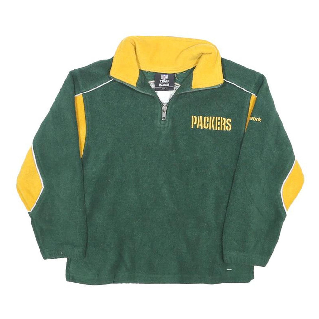 REEBOK Boys Green & Yellow Packers Collared M Sweatshirt NFL Sports Team