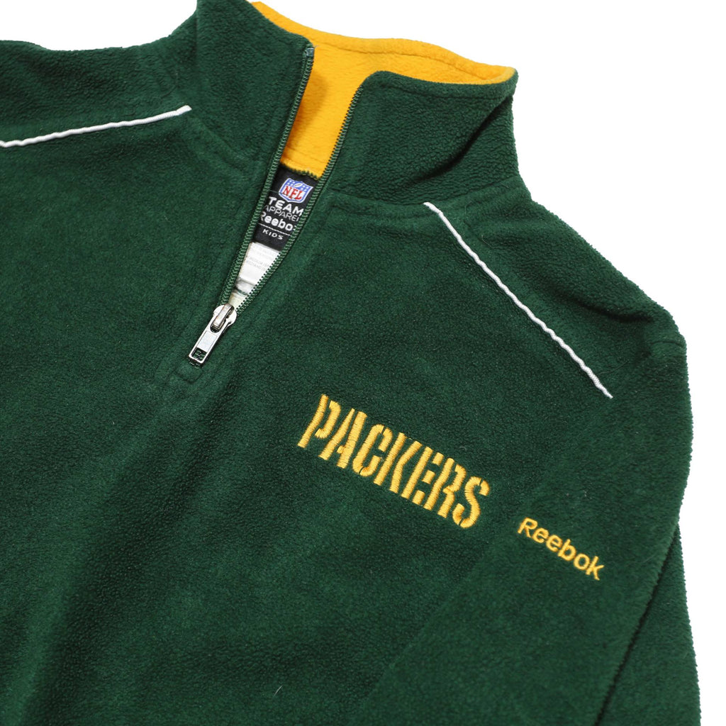 REEBOK Boys Green & Yellow Packers Collared M Sweatshirt NFL Sports Team